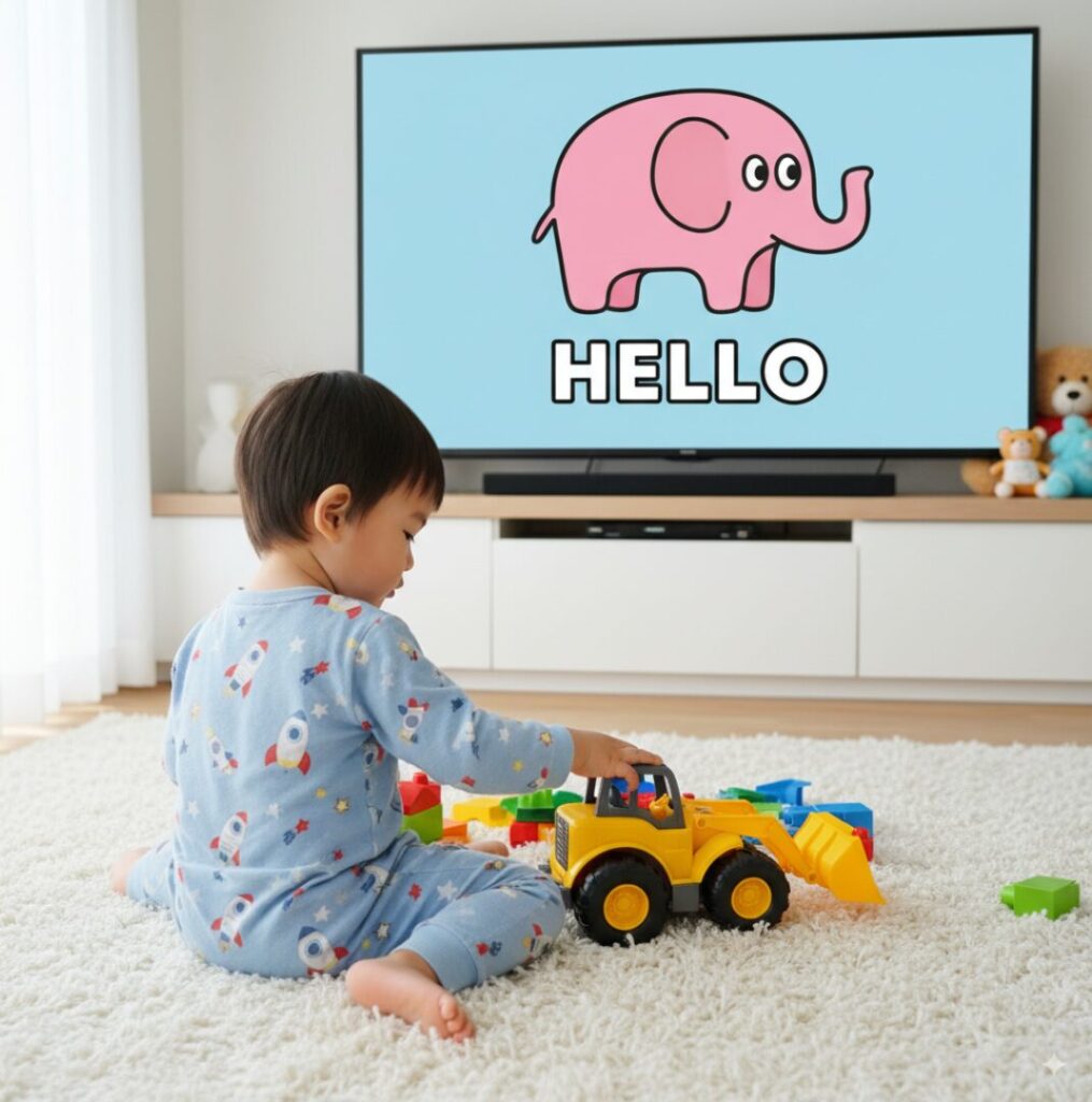 子供はテレビで聞いた英語の音素が実際に脳に届かない研究がある